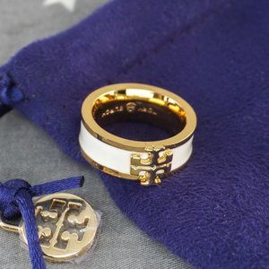 Tory Burch Kira Enamel Ring in White (Brand New with Dust Bag)